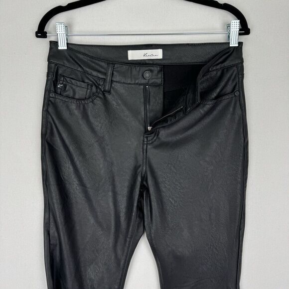 KanCan Pants Womens 28 Black‎ Faux Leather Bootcut Stretch Mid Rise Dark Wash - Picture 5 of 16